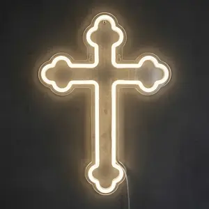 Jesus Cross Neon LED Light |USB-Powered Energy-Saving Religious Decor