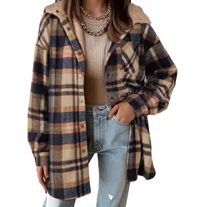 Dokotoo Women's Flannel Hooded Plaid 2026 Shacket Thick Coat Winter Coat for Warmth Button down Warm and Fuzzy Fleece Jacket Dokotoo Women's Flannel Hooded Plaid 2026 Shacket Thick Coat Winter Coat for Warmth Button down Warm and Fuzzy Fleece Jacket