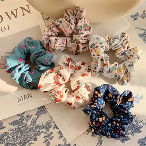 5PCS Small Floral Fabric Hair Hoop Hair Accessories For Girl French Fabric Hair Rope for lady