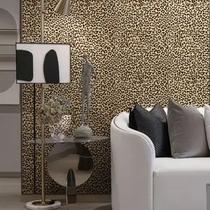 JIFFDIFF Leopard Print Wallpaper Waterproof Textured Vinyl Wall Covering for Bedroom Living Room Furniture Cabinet Door Frame DIY Home Decor