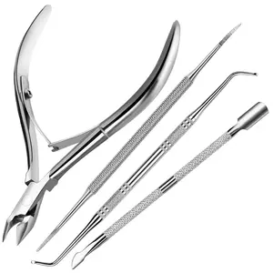 FANDAMEI 4 PCS Nail Care Kit, Cuticle Trimmer, Nail Cuticle Nippers, Ingrown Toenail Removal Kit, Cuticle Kit Stainless Steel, Cuticle Clippers, Cuticle Pushers, Manicure Kit, Pedicure Kit