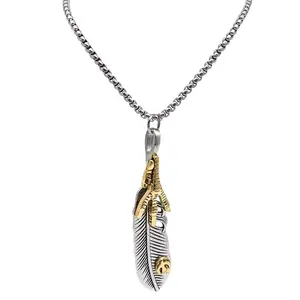 Eagle Claw Feather Pendant Necklace  Bold Hip-Hop Style hiphop necklace