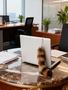 Little Raccoon Real Hair Bag Pendant, Plush Tail Keychain, Adorable Animal Accessory, Perfect Gift for Kids & Adults