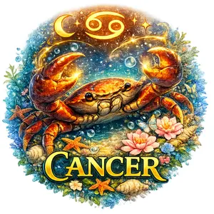 Cancer DTF Transfer for T-Shirts and Hoodies - Zodiac Sign Design with Crab and Floral Elements