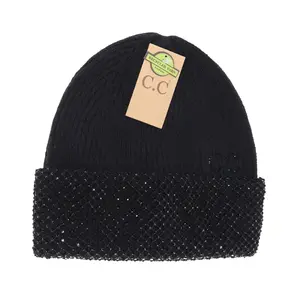 C.C Rhinestone Net Cuff Beanie - 3 Colors
