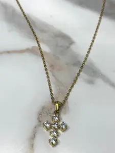 Large rhinestone cross necklace