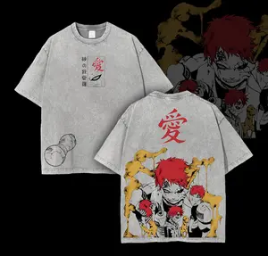 Limited Edition Sunagakure no Gaara - Naruto Shippuden Anime Double Printed Oversize Lightweight Acid Washed Tee, Gift For Anime Fans and Lovers , Naruto Merch , Gaara Fan
