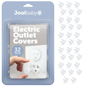 Joolbaby Electric Outlet Plug Covers 32 Pack Ultra Clear Round Safety Caps for Home & Office Discreet Operation & Tamper Resistant Protection