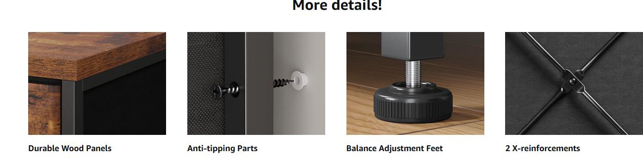 Raybee Dresser Collection Bedroom Chest of Drawers Plastic Drawer Metal Frame Wood Top Board 5 to 16 Drawers for Hallway, Dorm, Living Room, TV Stand