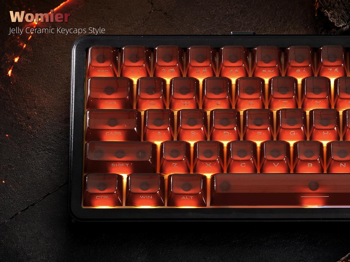 Womier Cute Jelly Keycaps , Transparent Clear Custom Key Cap Set for All US Layout Cherry MX, Mechanical Keyboards