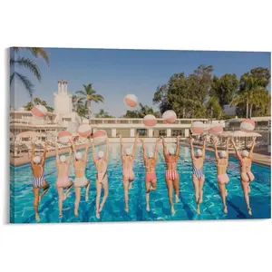 Gray Malins Photographers Sea Style Colorful Days of Summer Holiday Arrival Pool Volleyball Poster Canvas Wall Art Print For Room Aesthetic And Decor Waterproof Frame-Style Gifts Ornaments