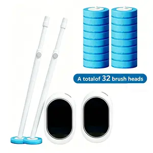 Hygienic Disposable Toilet Cleaning Wand Set, Wall Mount Holder & 12 Refill Heads, No-Touch Toilet Bowl Brush System for Bathroom & RV