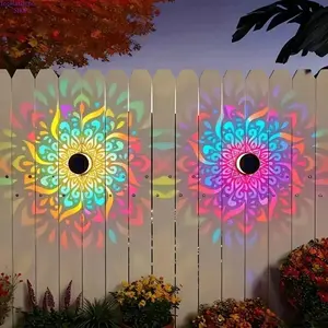 2-Pack Solar Mandala Projector Lights, Outdoor Waterproof LED Garden Wall Lights