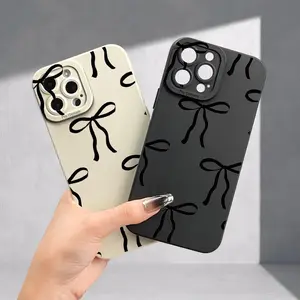 Bow Pattern UV Print Angel Eye Soft Phone Case, Matte Phone Case, 360 Degree All-round Protection for iPhone 11 12 13 14 Pro Max 15 X/XS Smartphone, Gift for Friends and Family