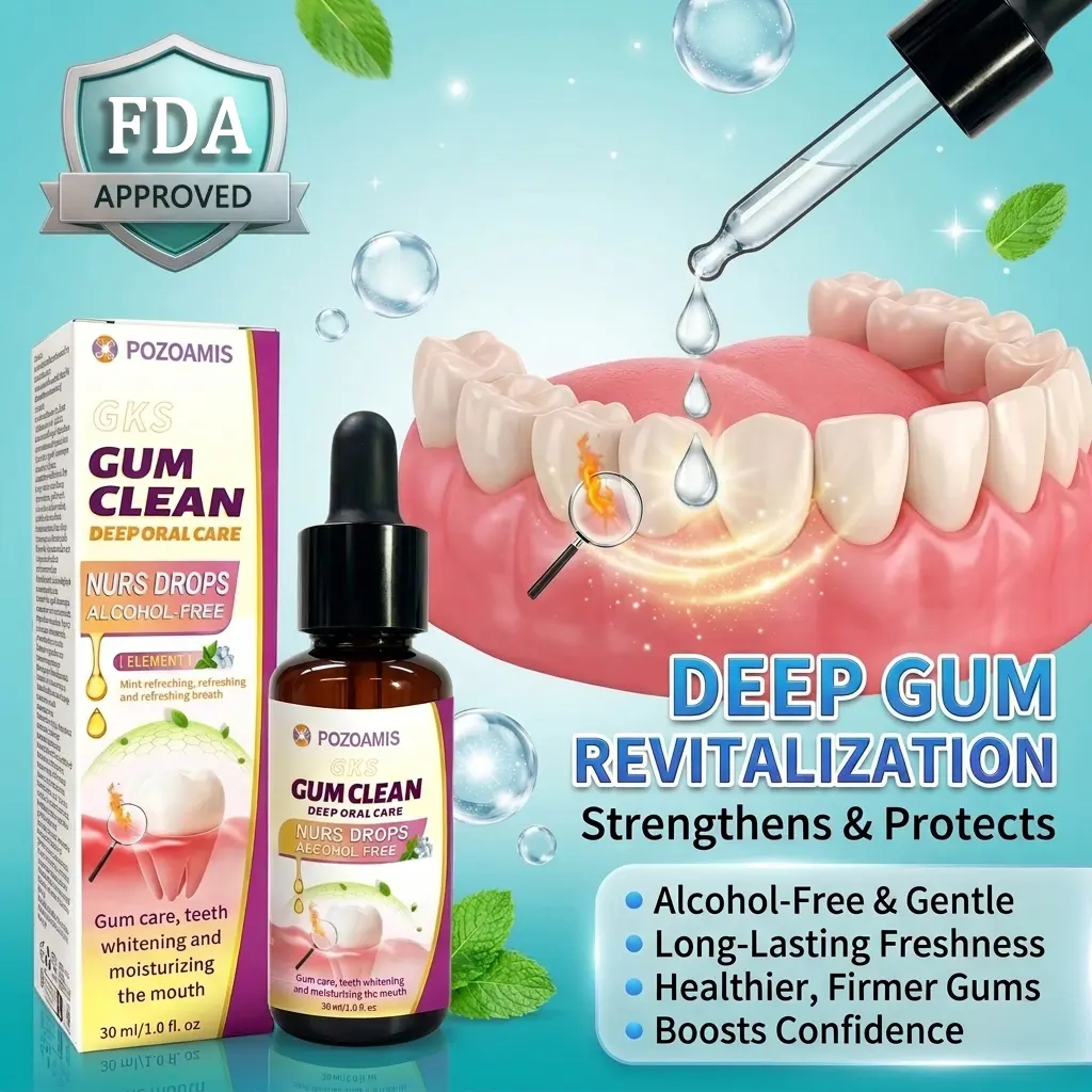 POZOAMIS Gum Care Drops, Alcohol-Free Mint Oral Serum Oil, Deep Clean Gum Shield, Brighten & Whiten Yellow Teeth, Moisturize Mouth for Fresh Breath, Best Tooth & Gum Health Treatment Hack, Viral Oral Hygiene