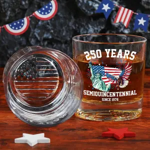 America 250th Anniversary Patriotic Crystal Whiskey Glass