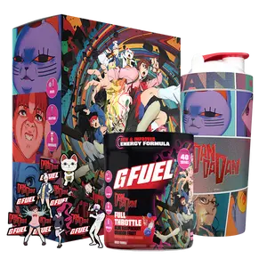 G FUEL Energy Formula | Full Throttle Collector's Box | Blue Raspberry Dragon Fruit | Collectible Box and Custom 24oz DAN DA DAN Tall Stainless Steel Shaker Cup