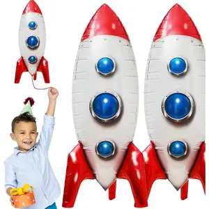 2 Pcs Large Rocket Balloons,33Inch Space Themed Party Decorations,4D Aluminum Film Galaxy Balloons,Space Balloons for Kids Toys,Toy Story Balloons for Birthday Decorations