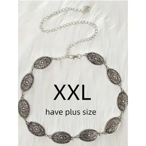 1 pc Plus Size Women’s Waist Belt, Western Style Boho Vintage Floral Buckle Textured Metal Waist Chain, Suitable for Pairing with Jeans, Beach Vacation, Party, XXL Fall, Autumn, Halloween