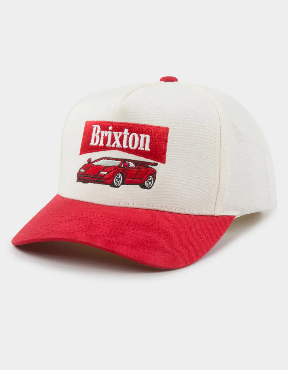 BRIXTON  Mens Champion NetPlus® Snapback Hat, White  &  Red