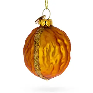 Realistic Walnut Blown Glass Christmas Ornament