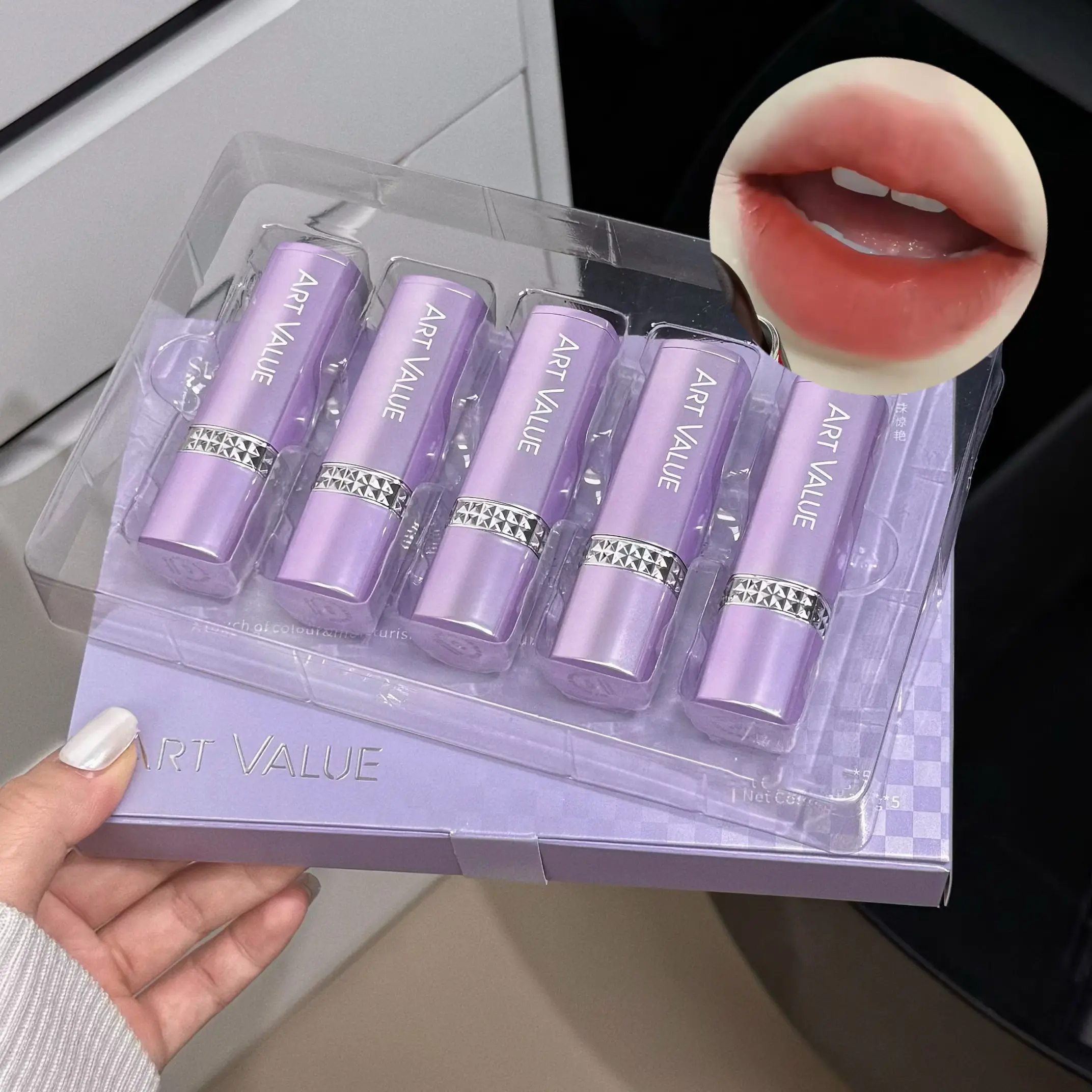 5-Color Purple Tube Matte Velvet Lipstick Makeup Set | Easy Glide, Long-Lasting Bold Reds | Perfect Christmas Gift for Her
