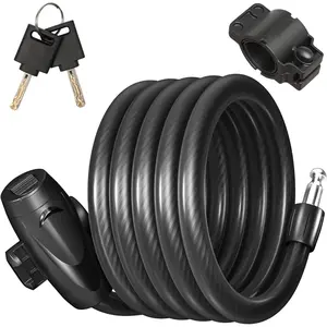 Lock, 1/2 Inch Thick  Lock  Coiled Secure  Lock with  Scooter Lock  Locks Heavy Duty Anti    Lock with Mounting Bracket (4Feet, 6 )