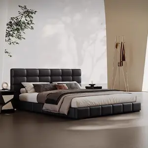 Luxury Leather Bed with Soft Headboard
