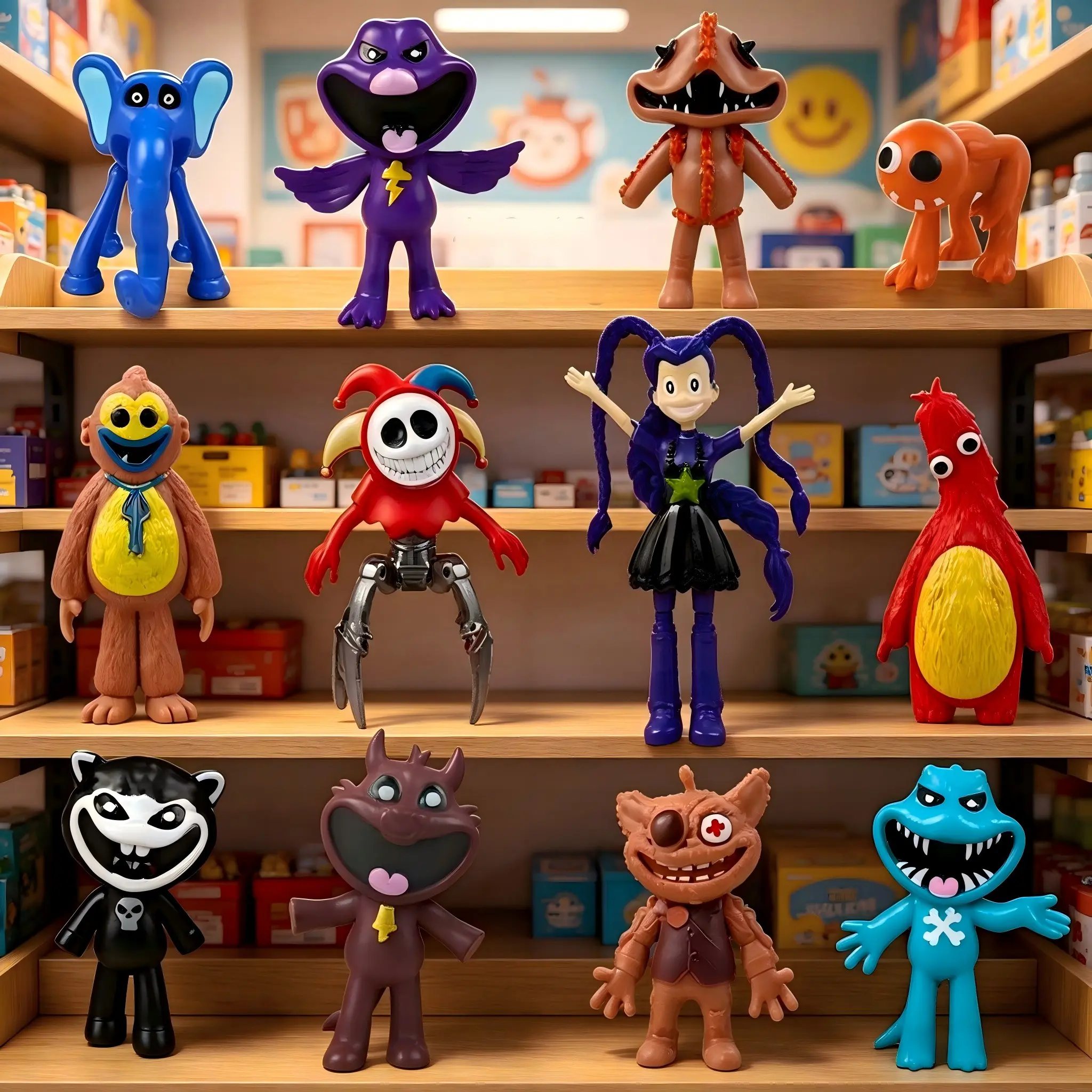 12-piece ornament set, collectible characters from Chapter 5 of "Poppy Playtime", Decor Figurine Set, Figurines Collectibles, Figurine Collectibles for display, perfect gifts for fans and unique decorative pieces