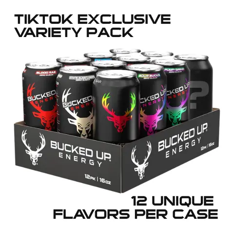 Bucked Up Variety Energy Drink 12-Pack - 12 Flavors, Zero Sugar, Zero Calories - TikTok Exclusive