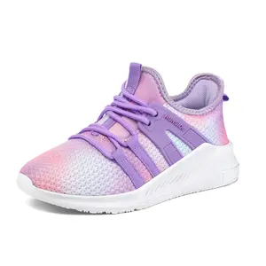 Runside Girls Tennis Shoes, Lightweight Breathable Gradient Kids Sneakers, Lace-Up Non-Slip Running Walking Shoes, Toddler/Little Kid/Big Kid