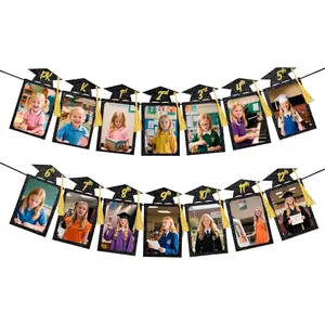 High School Graduation Decorations 2026, 9.8FT Pre-Assembled Photo Banner with Real Tassels, Glitter Grad Party Decorations for Seniors (PK-12th) - Class of 2026 Banner for 14 Photos 4x6