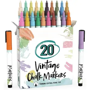 Extra Fine Tip Liquid Chalk Markers for Chalkboard (1mm, 20  Colors) - Dry Erase Marker Pens for Blackboard, Windows, Signs, Bistro - Thin Point, Erasable, Pastel Chalkboard Markers Pen