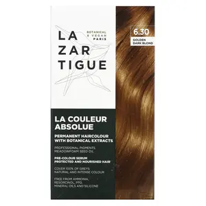 Lazartigue Permanent Haircolor with Botanical Extracts, 6.30 Golden Dark Blond, 1 Application