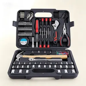 Comprehensive Hand Tool Set for Home and Auto Repair with Storage Case, Essential DIY Mechanics Kit Including Hammer, Socket Wrench, and Pliers, Household and Workshop Tool Collection, Reusable Tools for Apartment, Dorm, and Gifting