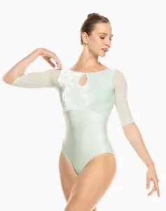 Rendi Leotard Spearmint Crushed Velvet Kids RTW