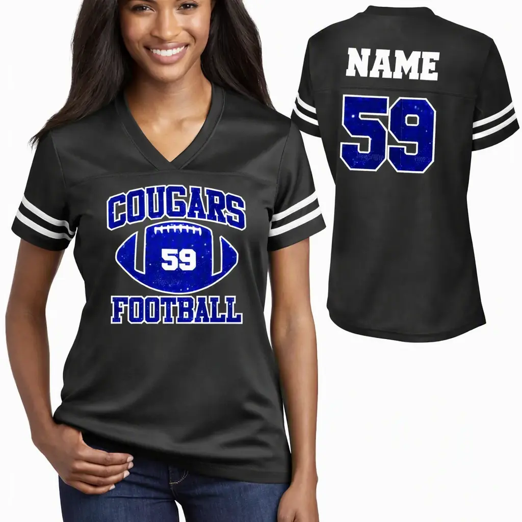 [Customize] Football Team Glitter Design Women's V-Neck Posi Charge Replica Football Jersey Personalized Perfect for Mom - LST307