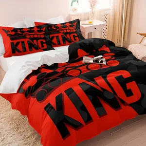 Urban King Crown Duvet Cover Set, Includes 1 Duvet Cover + 1/2 Pillowcases, Bold Camo & Letter Print, Masculine Bedding for Men & Teens, Ideal for Bedroom & Dorm Decor, Cool Birthday Gift for Him