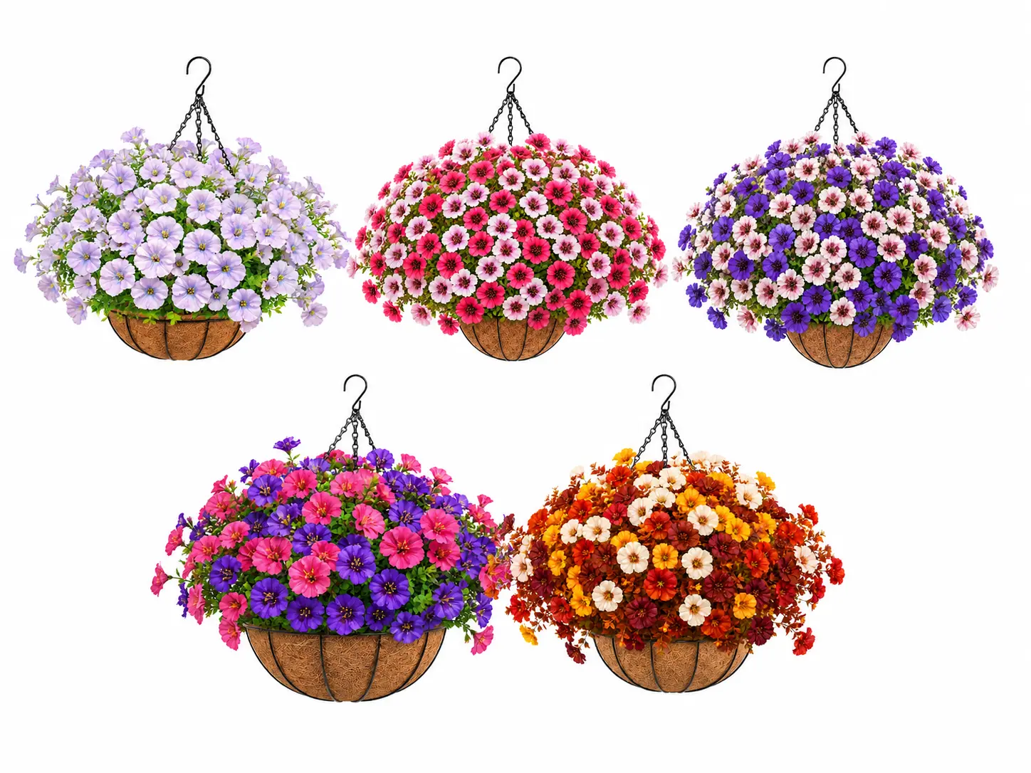 (Special color) Artificial Hanging Flower Basket for Outdoors,UV Resistant Faux Flowers with Hanging Basket & Greenery,Outdoor Spring Decor for Yard,Patio, Porch,Balcony