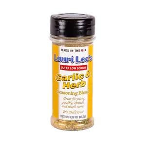 Lauri Lee's Ultra Low Sodium Garlic & Herb Seasoning Blend - 20mg Sodium Per Serving - Made In USA - Versatile Flavor for Pasta Poultry & More