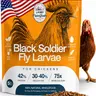 USA Grown Black Soldier Fly Larvae for Chickens - 100% Natural Dried Worms, Grubs & Mealworms with 75X More Protein Chicken Treats for Laying Hens - Birds Feed Supplement for Ducks & Reptiles