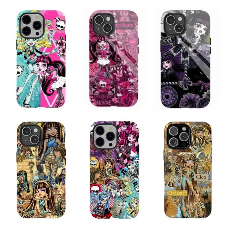 Eye-Catching Monster High Spooky Cartoon Phone Case,Tough phone case,for iPhone 16/15/14/13/12/11/17 ProMax Plus for Samsung phone,an excellent choice for Halloween, Christmas and Thanksgiving.