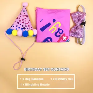 3 pieces/set of pet dog birthday hats, dog birthday decorations, dog birthday headbands, dog birthday party supplies, birthday dog costumes for small, medium and large dogs and cats, dog party decorations