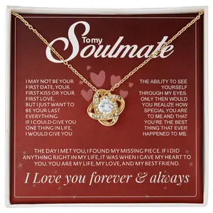 To My Soulmate Gift, Love Knot Necklace, Birthday Gift For Girlfriend, Soulmate Necklace, Future Soulmate, Soulmate Gift, Love Necklace With Message Card, Gift For Soulmate, Necklace With Gift Box, Valentine Gifts, Gifts For Valentines Day