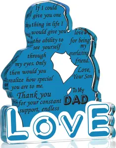 Fathers Day Birthday Gifts for Dad from Son, Father's Day Love Plaque Presents for Father, Birthday Daddy Gifts New Step Bonus Dad Gift Ideas, Best Even Daddy Gifts Office Home Desk Decor