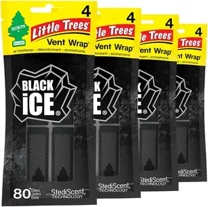 LITTLE TREES Car Air Freshener | Vent Wrap Provides Long Lasting Scent, Invisibly Fresh | 16 Air Fresheners | Black Ice
