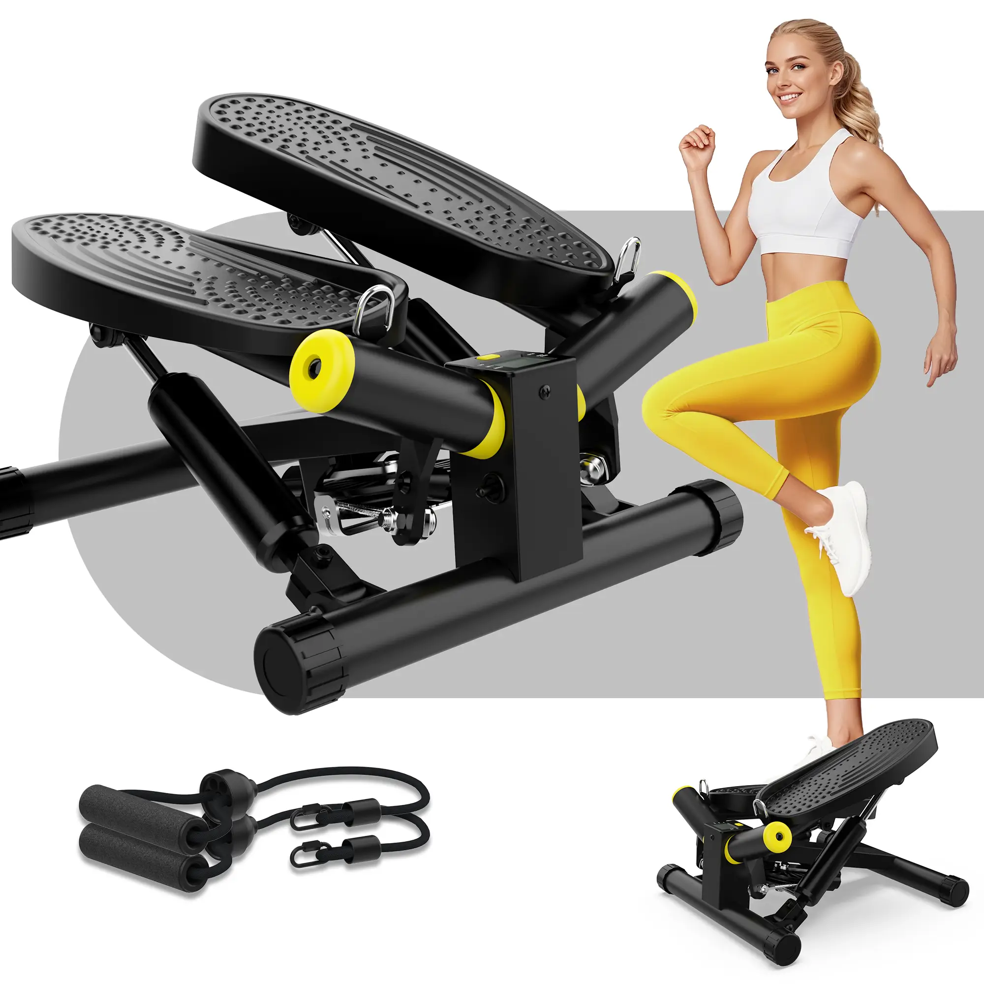 Ziwwvy Steppers for Exercises, Twisting Stepper for butt Lifting with Resistance Bands and 330Lbs Weight for Home and Office Use with LCD Monitor and