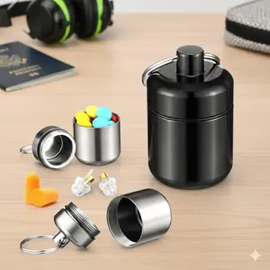 Mini Aluminum Pill Case Keychain, Screw Top Leak-Proof Portable Container. Essential Travel & Outdoor EDC Storage Box, Moisture-Proof Secure Capsule Holder for Keys, Bag, Belt Loop Accessory.