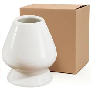 Ceramic Matcha Whisk Holder Chasen Stand for Bamboo Matcha Chasen, Matcha Set Accessory, White