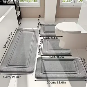 4Ps Advanced Bathroom Mat - Quick-Drying Memory Foam, Machine Washable, Thick Non-Slip Carpet, Suitable for Shower Rooms, Kitchens, And Laundry Rooms - Soft And Comfortable Home Decor